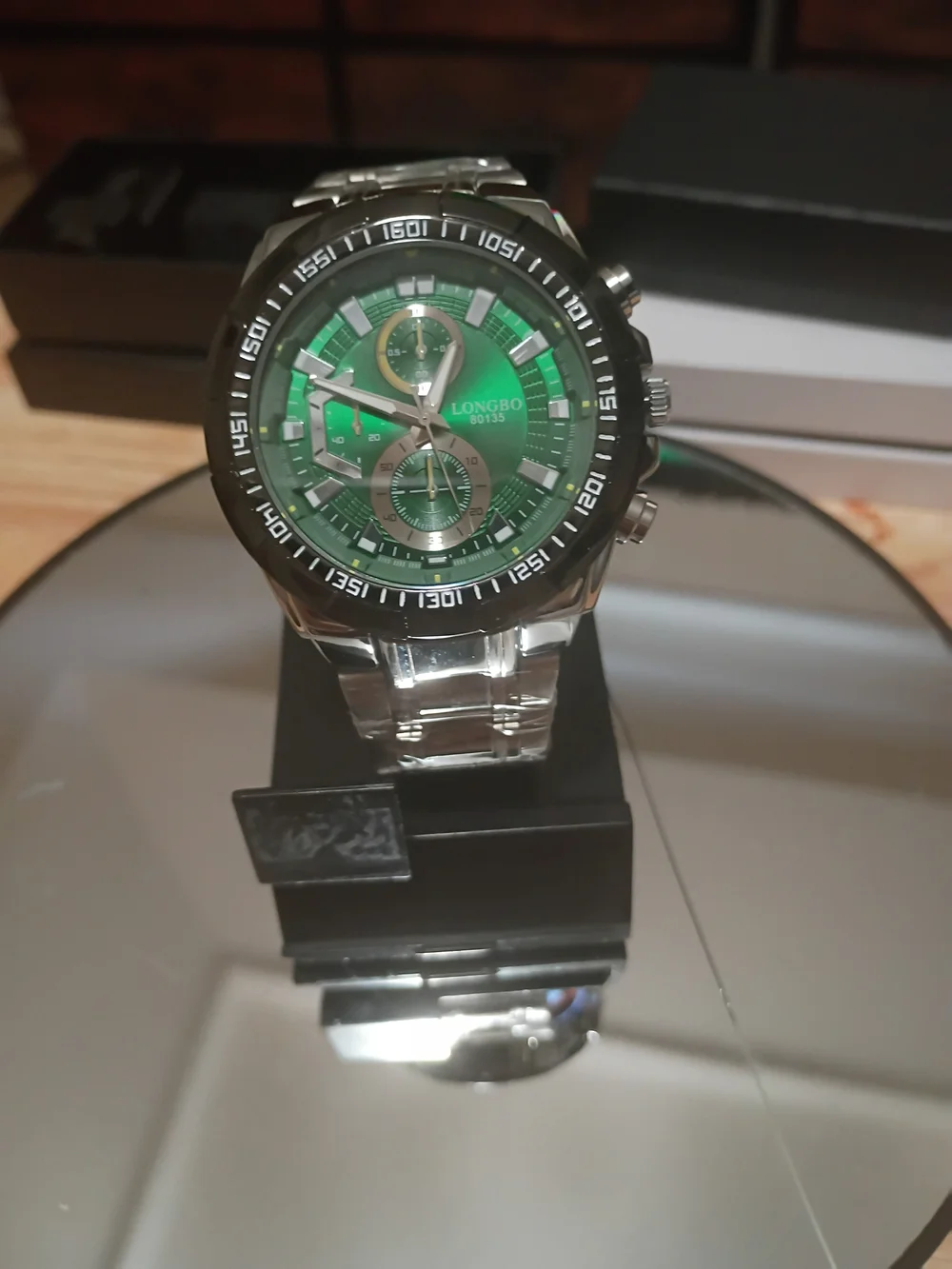 Longbo Green Dial Stainless Steel Chronograph Watch